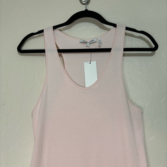 Helmut Lang Light Pink Cotton Scoop Neck Racerback Long Shirttail Tank Top M - Picture 3 of 12